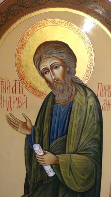 Икона ручной работы Святой апостол Андрей Первозванный 160 см